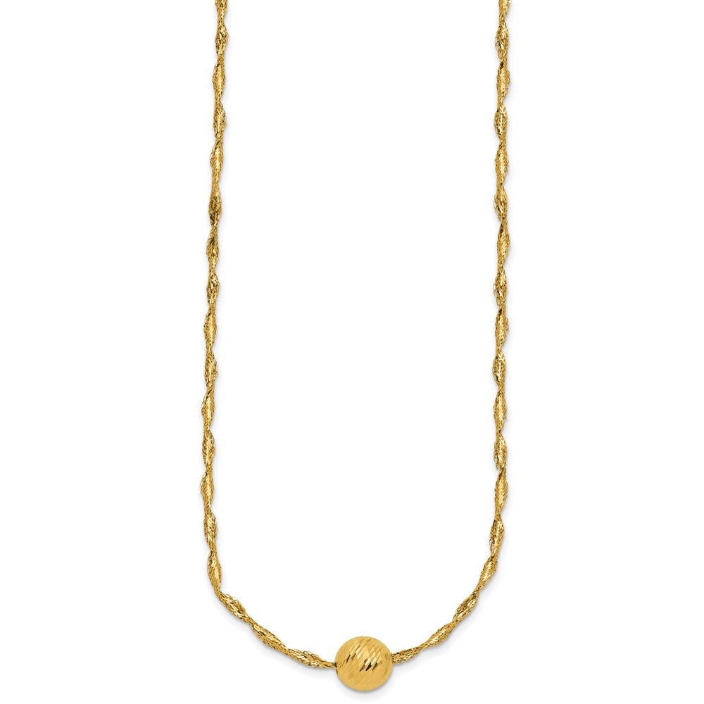 14k Gold Yellow Twisted D/C Bead Necklace