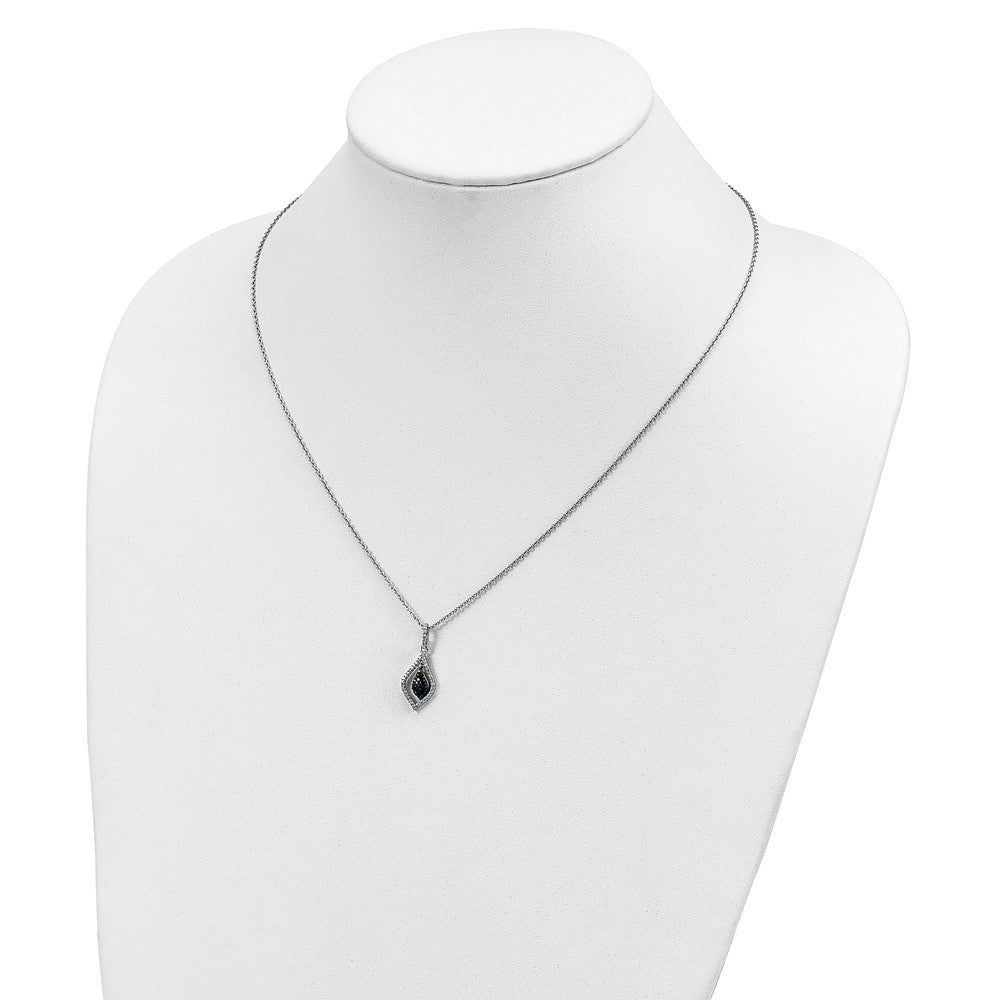 White Night Sterling Silver Rhodium-plated Blue and White Diamond 18 inch Necklace with 2 Inch Extender 18 Inches