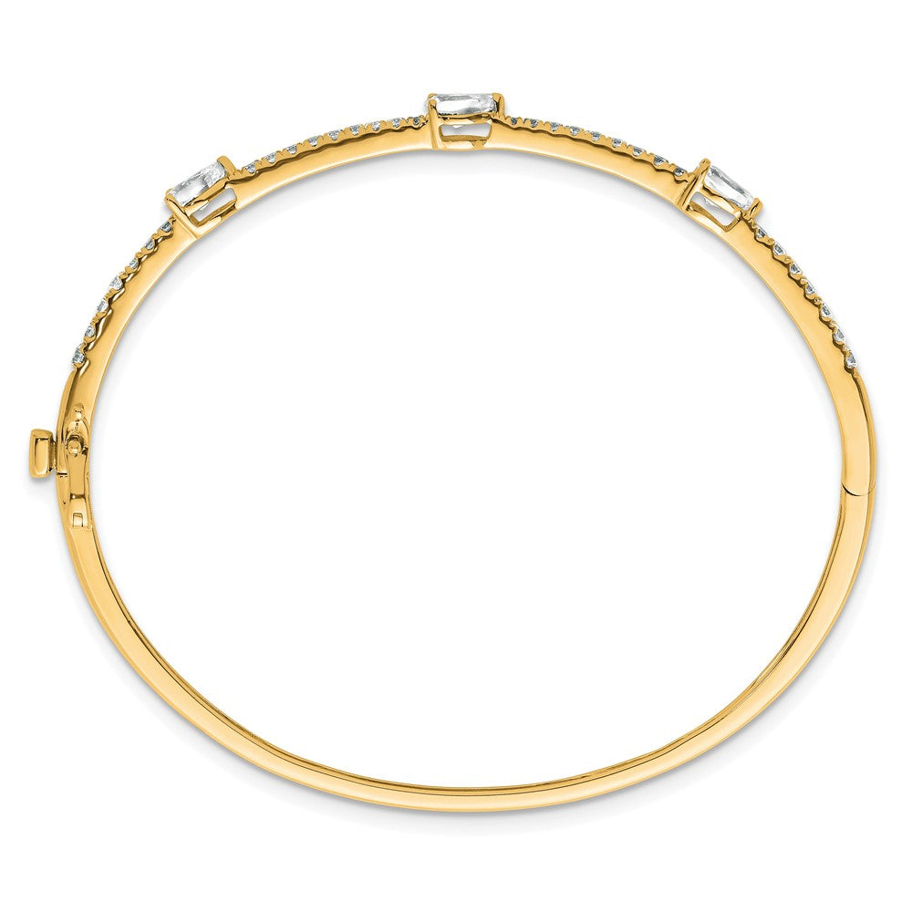 True Origin 14K Yellow Gold 1 3/8 carat Lab Grown Diamond VS+ F+ 6.75 in Complete Hinged Bangle