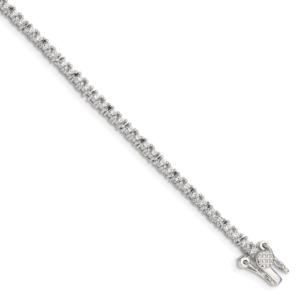 Sterling Silver Rhodium-plated CZ Tennis Bracelet 7 inches
