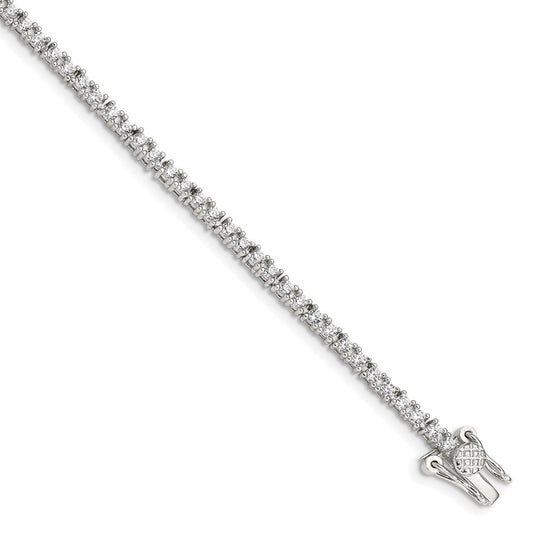 Sterling Silver Rhodium-plated CZ Tennis Bracelet 7 inches