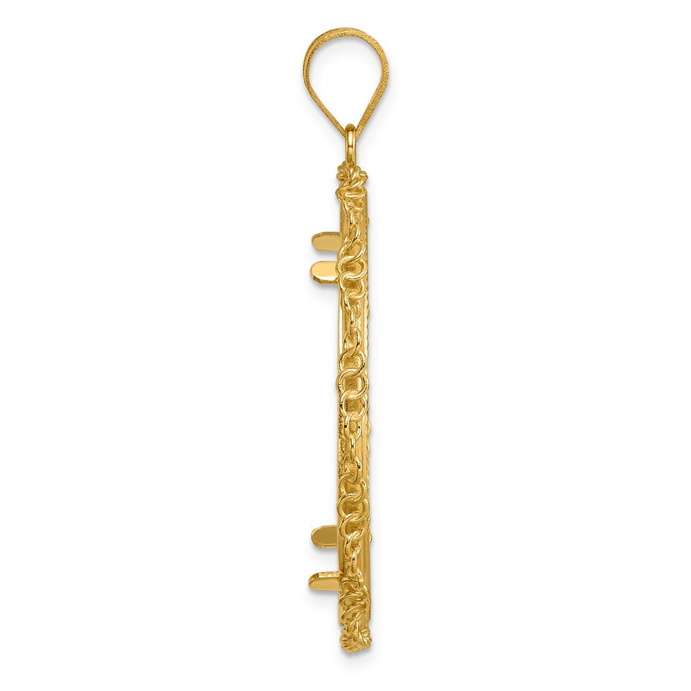 14k Diamond Cut Twisted Ring with 32.0mm Prong Coin Bezel Pendant