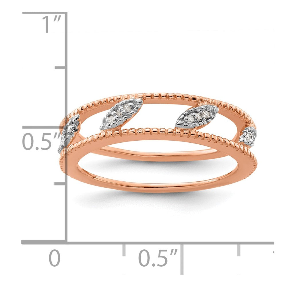 Sterling Silver Stackable Expressions Rose Gold-plated Diamond Jacket Ring Size -5