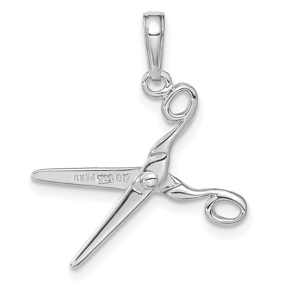 14K White Gold 3-D Moveable Scissors Pendant