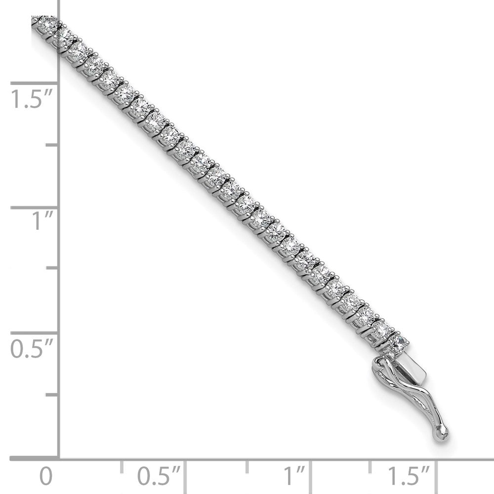 Sterling Shimmer Sterling Silver Rhodium-plated 2mm CZ 93 Stone 8 inch Bracelet 8 inches