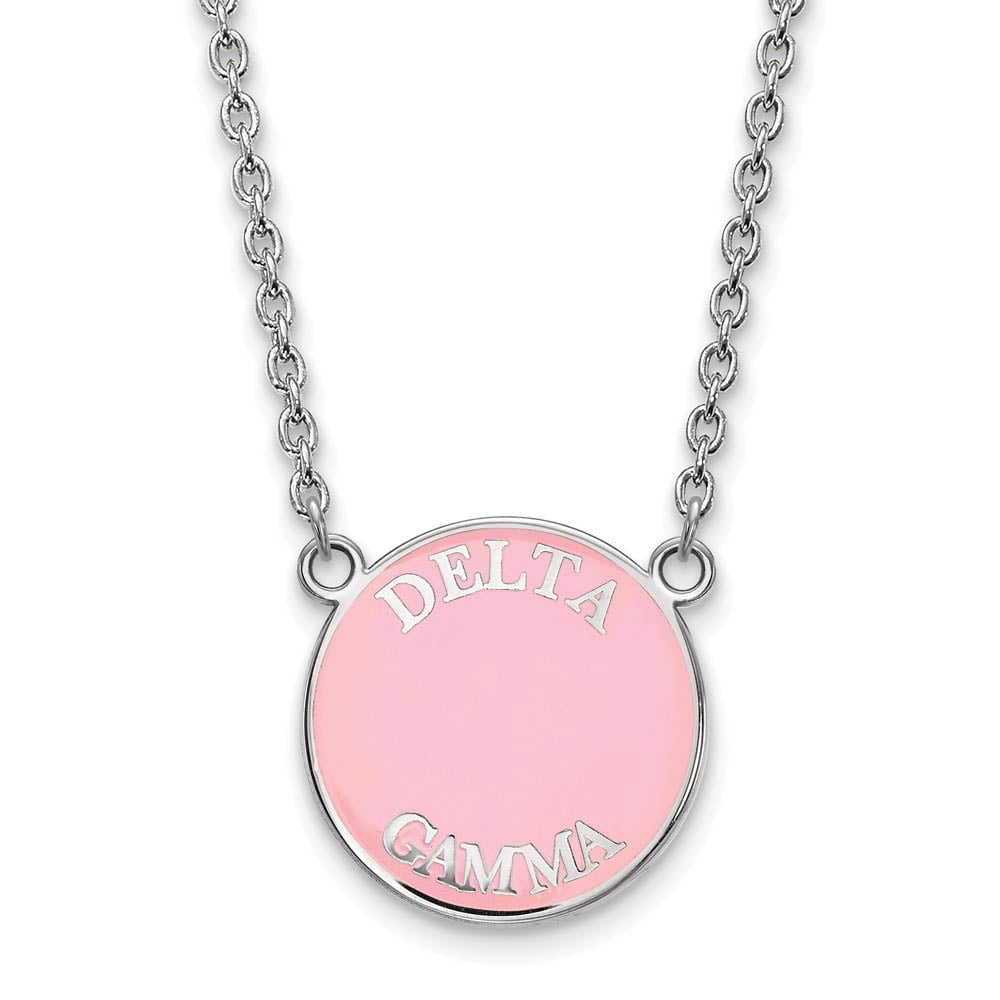 Sterling Silver 18in Official Licensed Greek Sororities Delta Gamma (??) Small Enamel Pendant w/Necklace