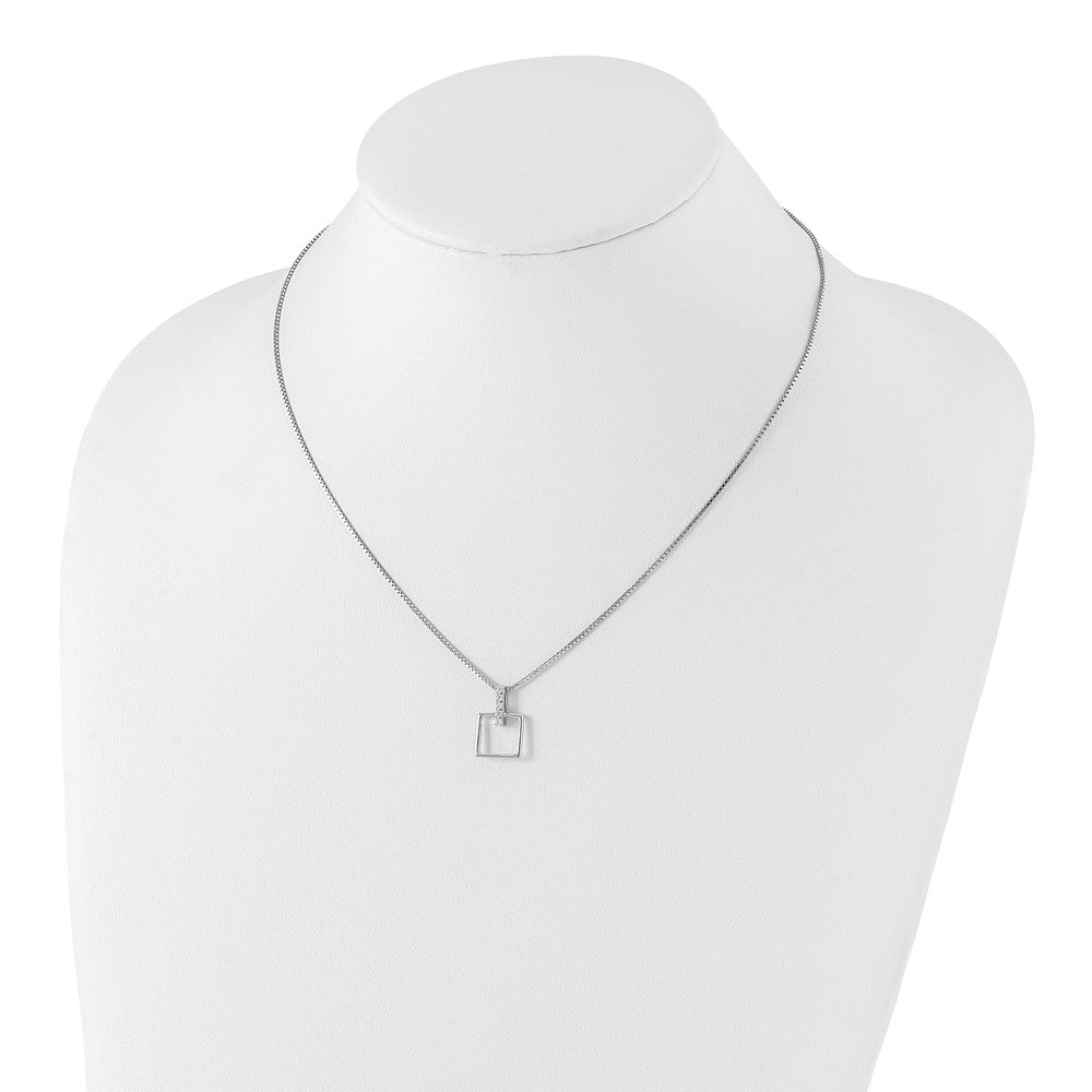 White Ice Sterling Silver Rhodium-plated 18 Inch Diamond Open Squared Necklace with 2 Inch Extender 18 Inches