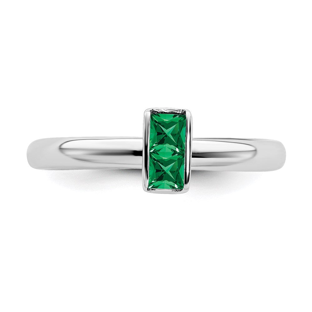Sterling Silver Stackable Expressions Created Emerald Ring