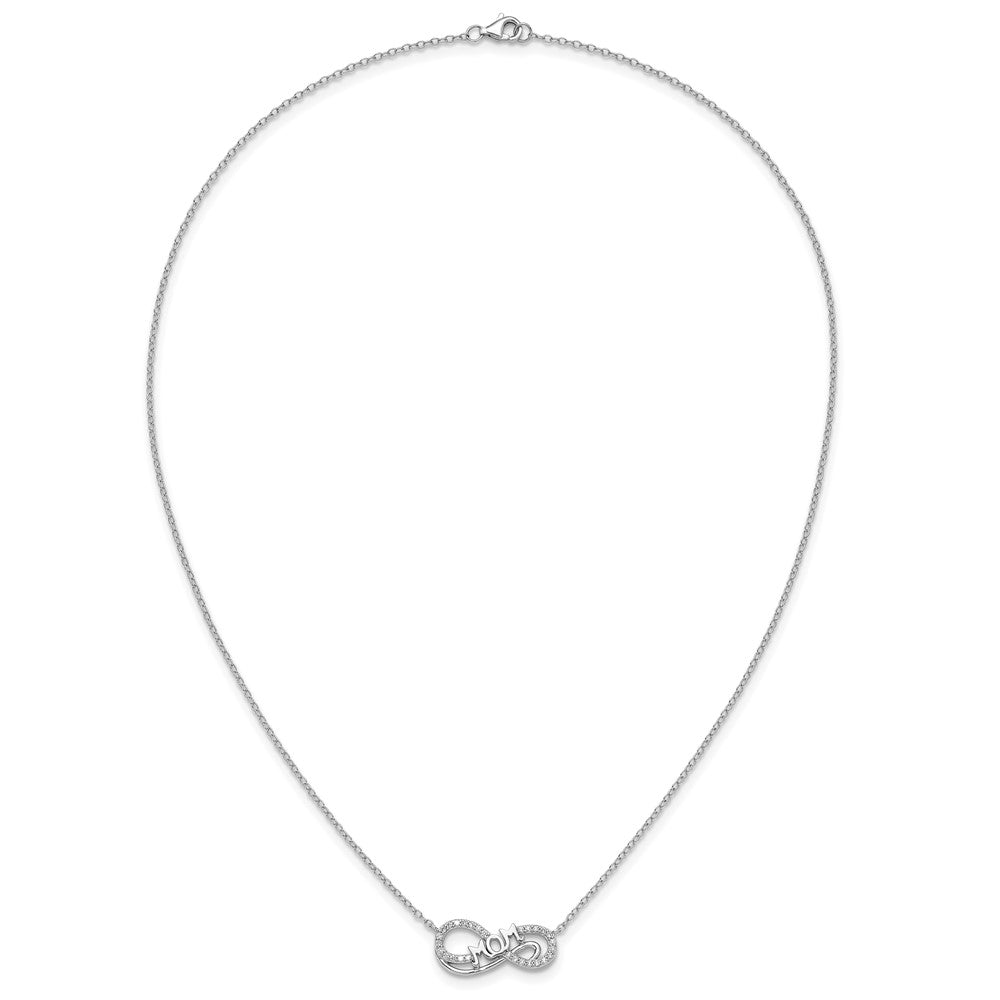 Cheryl M Sterling Silver Rhodium-plated Polished CZ Mom Infinity Necklace 18 Inches