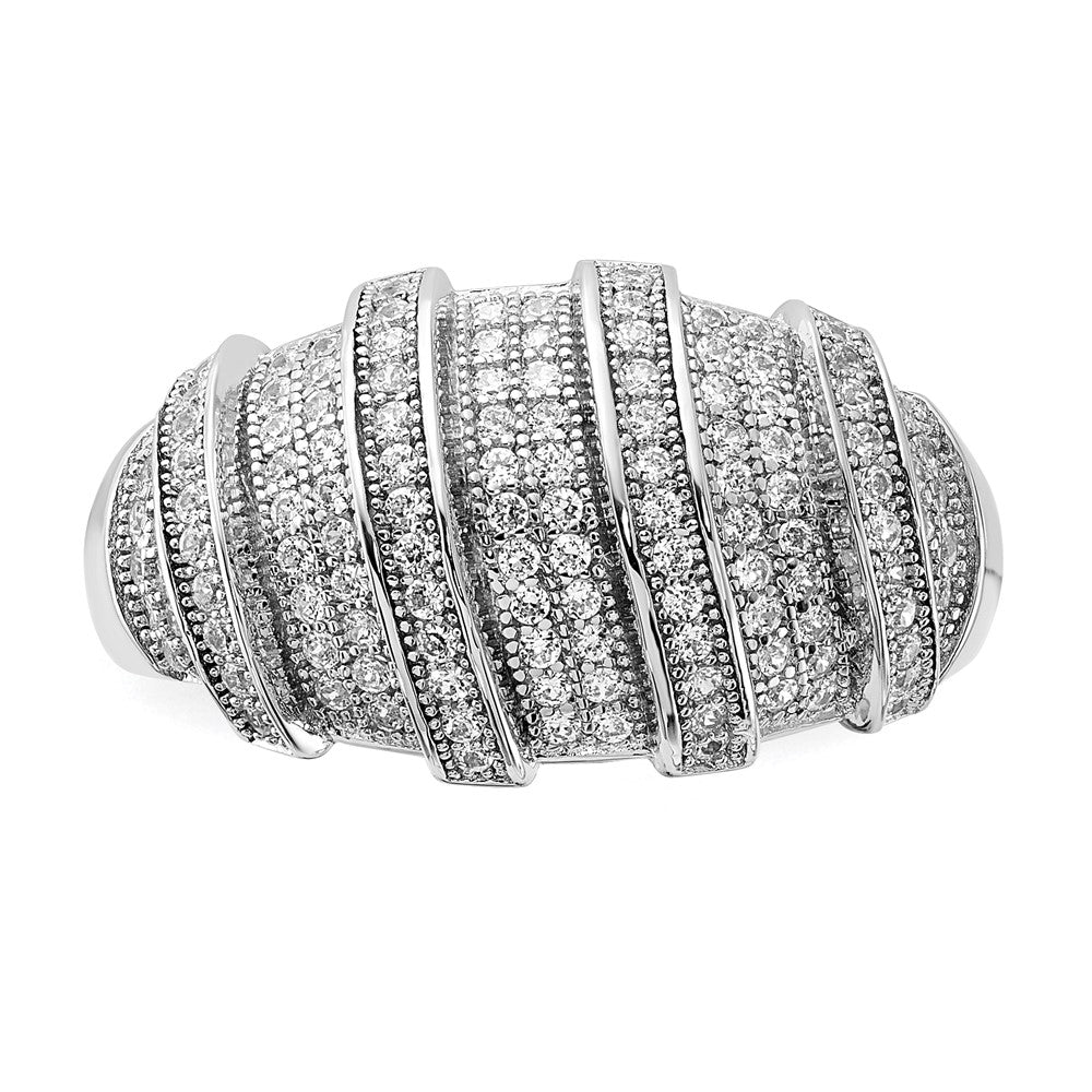 Brilliant Embers Sterling Silver Polished Fancy CZ Ring