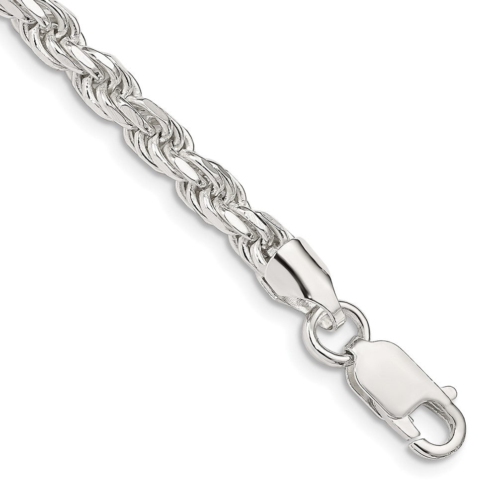 Sterling Silver 4.6mm Diamond-cut Rope Chain 7 inches