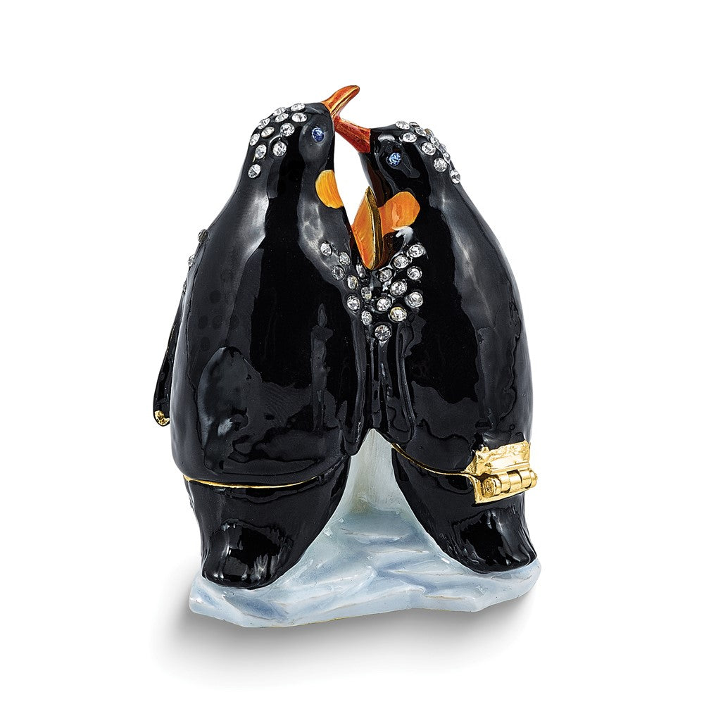 Luxury Giftware by Jere Bejeweled BOBBIES BROOD Penguin Family Trinket Box with Matching 18 inch Necklace