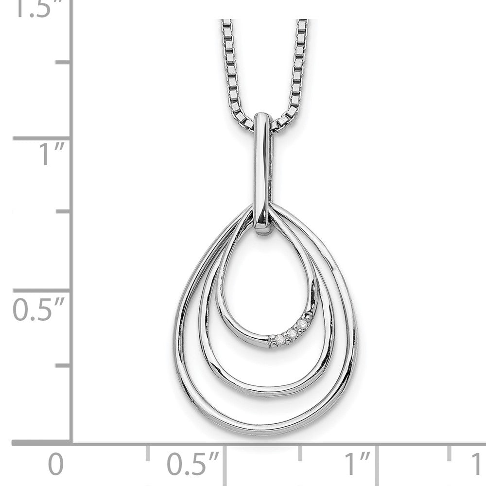 White Ice Sterling Silver Rhodium-plated 18 Inch Diamond Fancy Teardrop Necklace with 2 Inch Extender 18 Inches