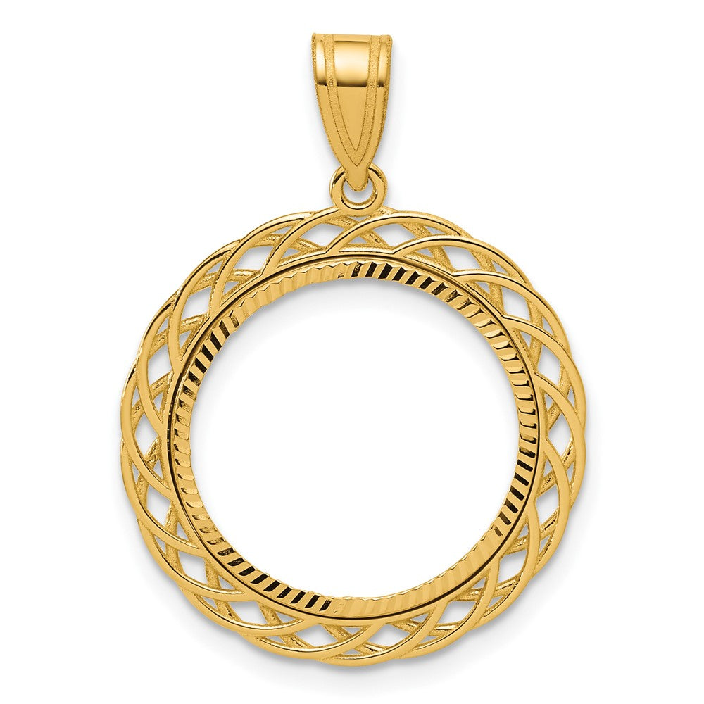 14k Diamond Cut Triple Loop with 16.5mm Prong Coin Bezel Pendant
