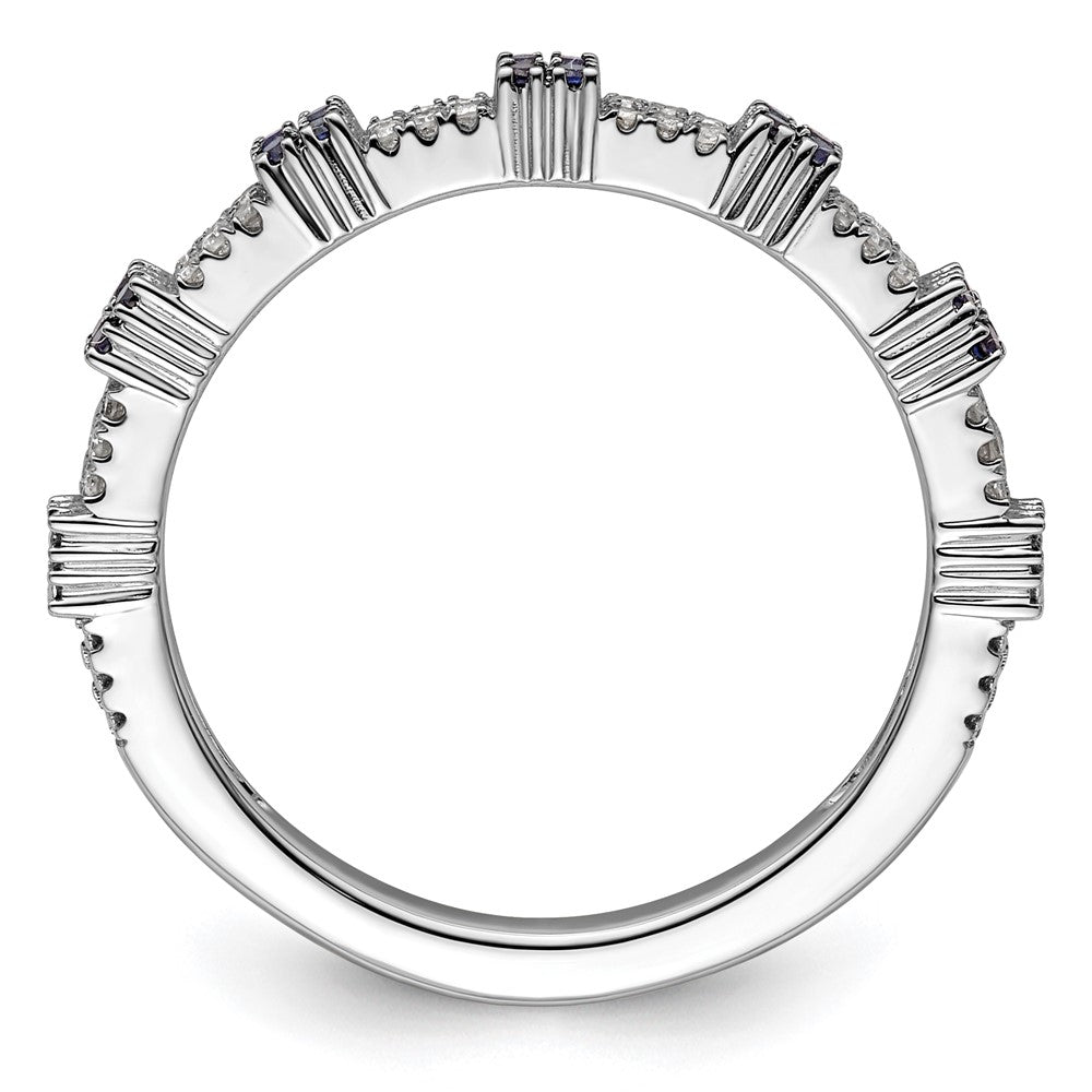 Sterling Silver Stackable Expressions Created Sapphire & Diamond Ring