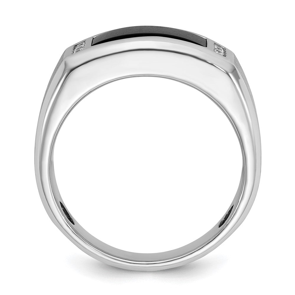14k White Gold IBGoodman Men's Satin Onyx and 1/15 carat Diamond Complete Ring
