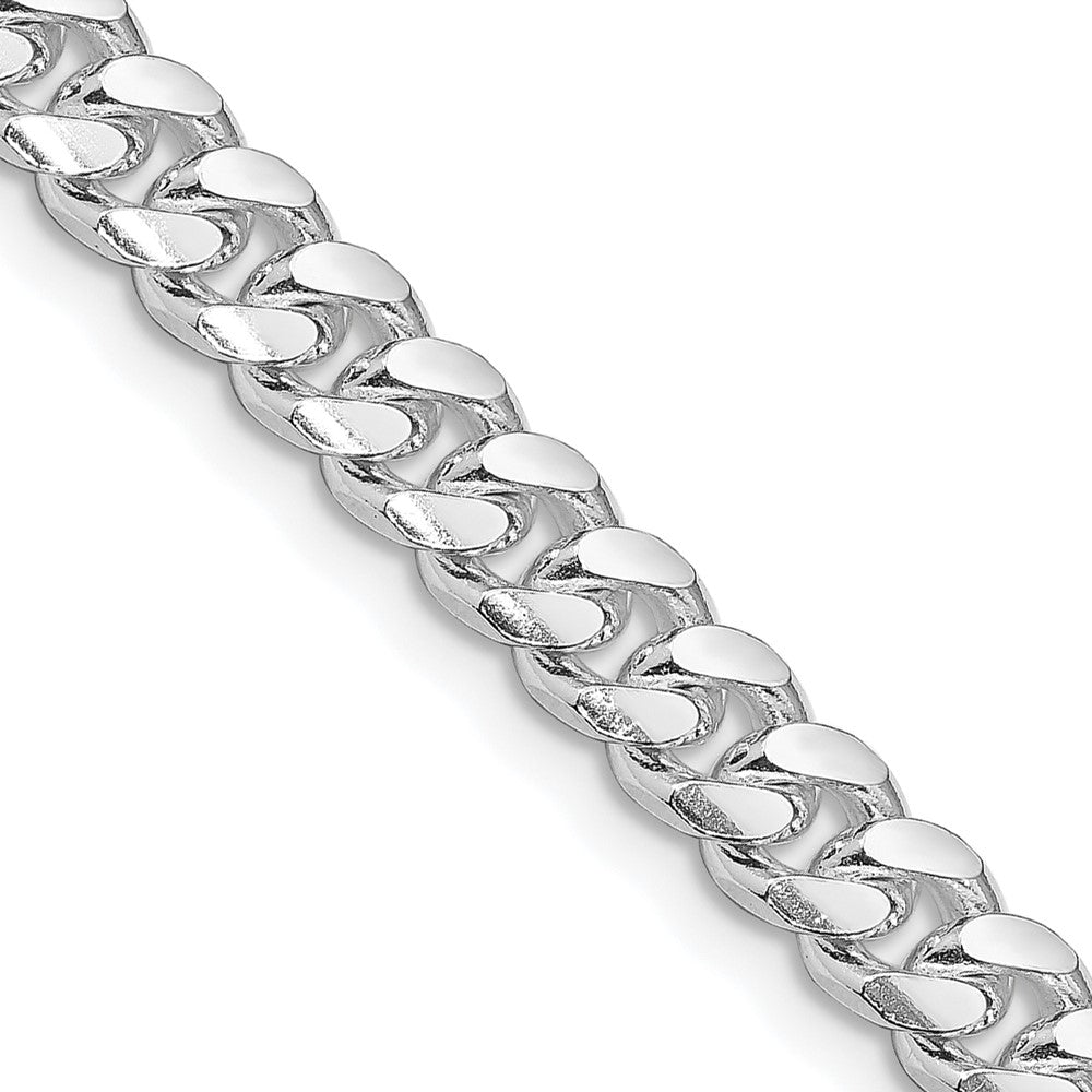 Sterling Silver Rhodium-plated 7mm Domed w/ Side D/C Curb Chain 22 Inches