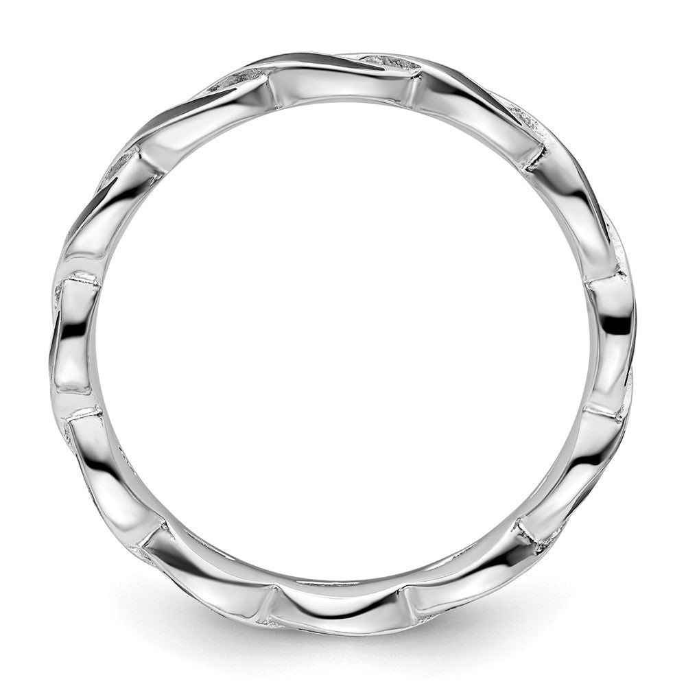 Sterling Silver Stackable Expressions Black Enamel Ring Size -9