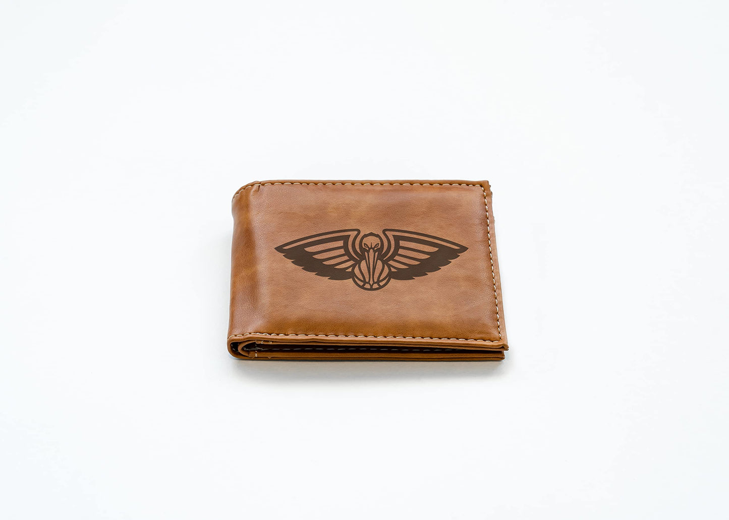 New Orleans Pelicans Laser Engraved Brown Billfold Wallet
