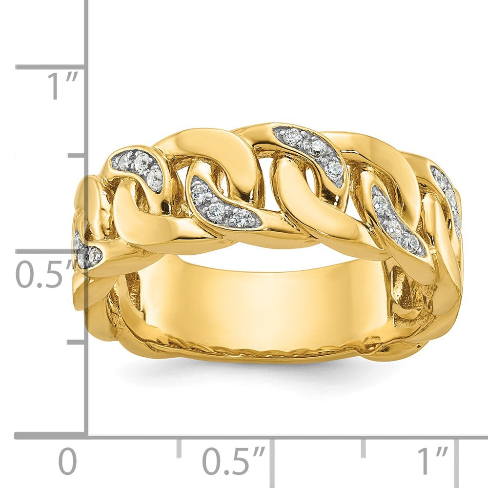 14k IBGoodman Men's Link Design 1/8 carat Diamond Complete Ring