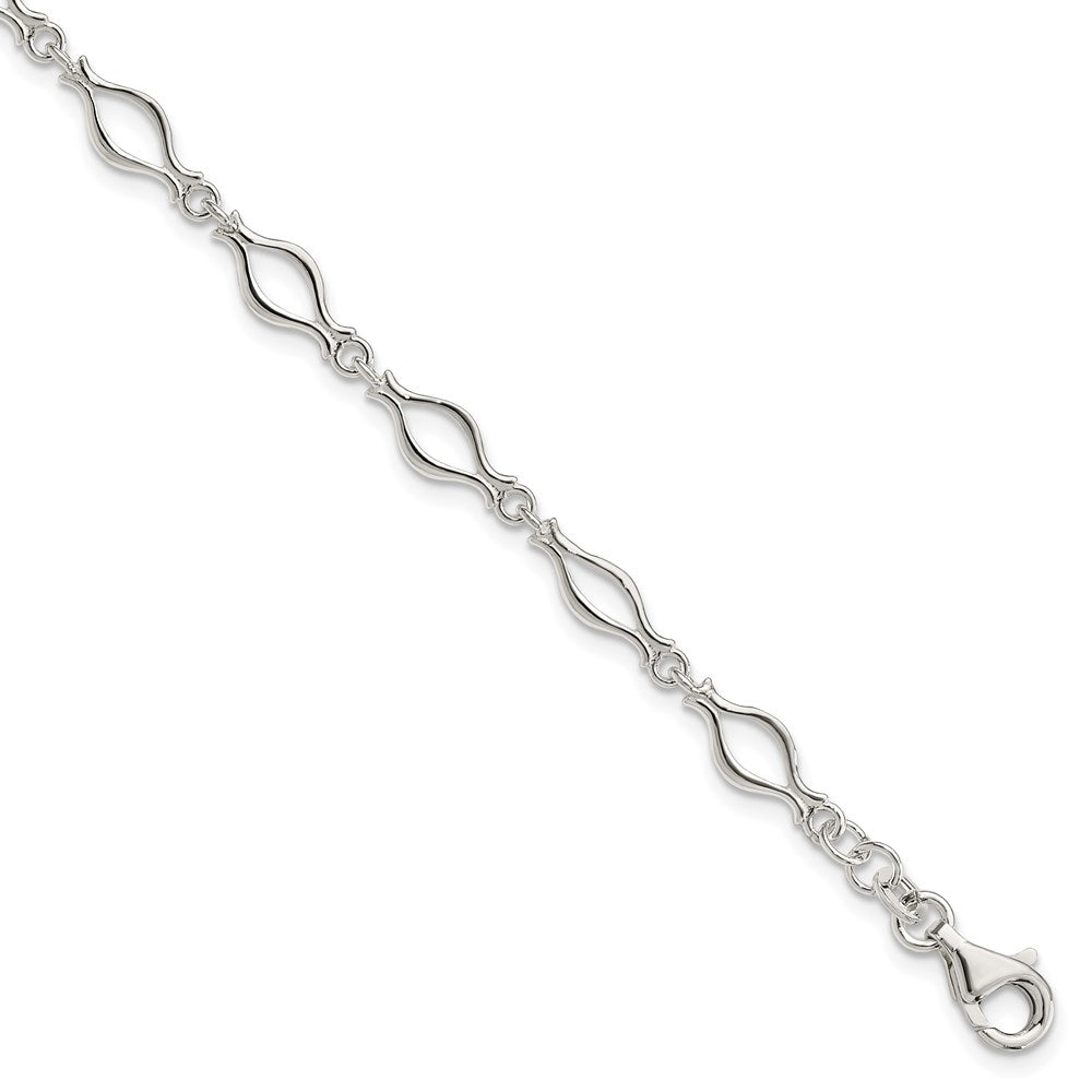 Sterling Silver 5mm Fancy Link Bracelet 7.25 inches