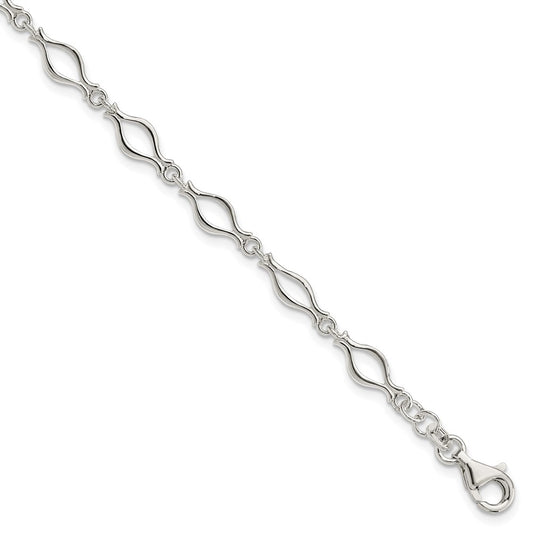 Sterling Silver 5mm Fancy Link Bracelet 7.25 inches