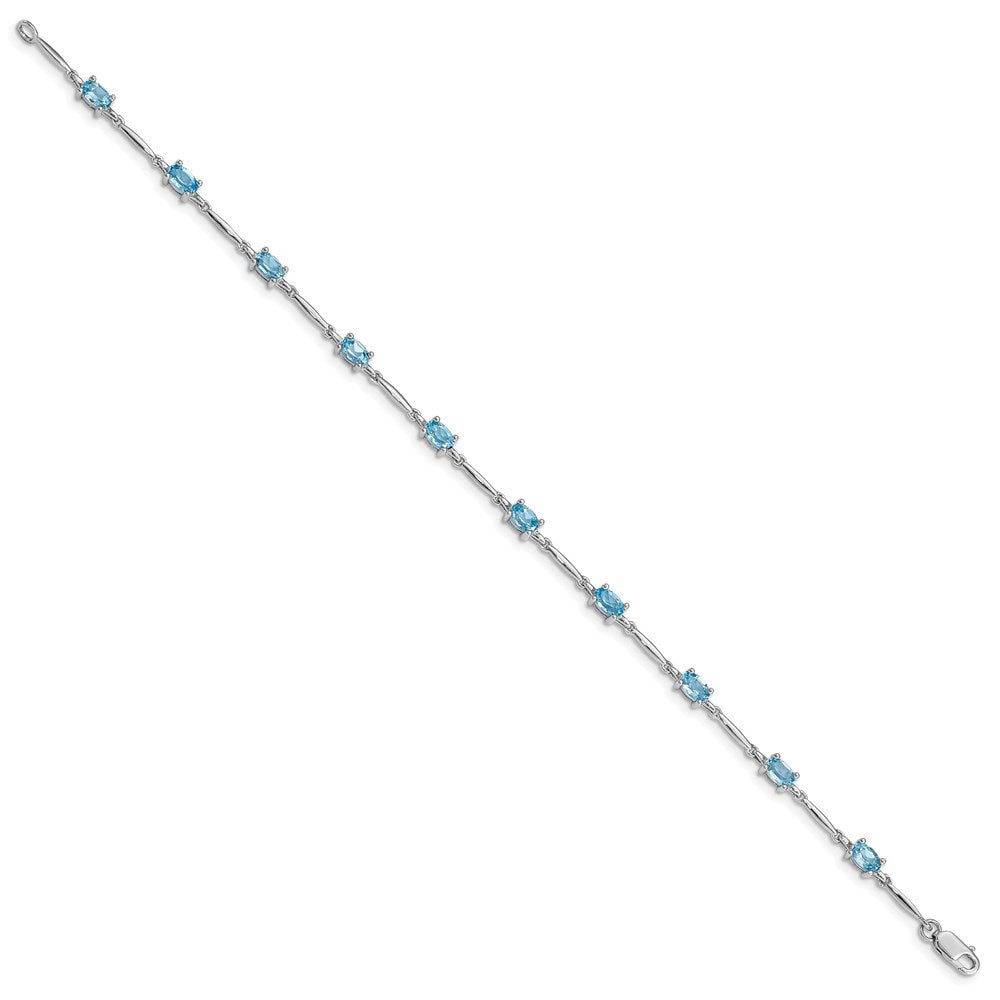 Sterling Silver Rhodium-plated Blue Topaz Bracelet 7 inches