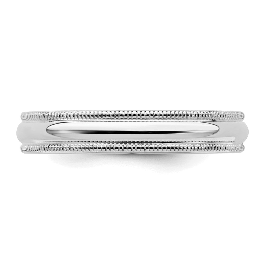 Sterling Silver Rhodium-plated 4mm Comfort Fit Milgrain Size 7 Band