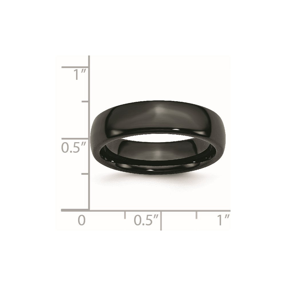 Black Ceramic 6mm Polished Band Size - 9