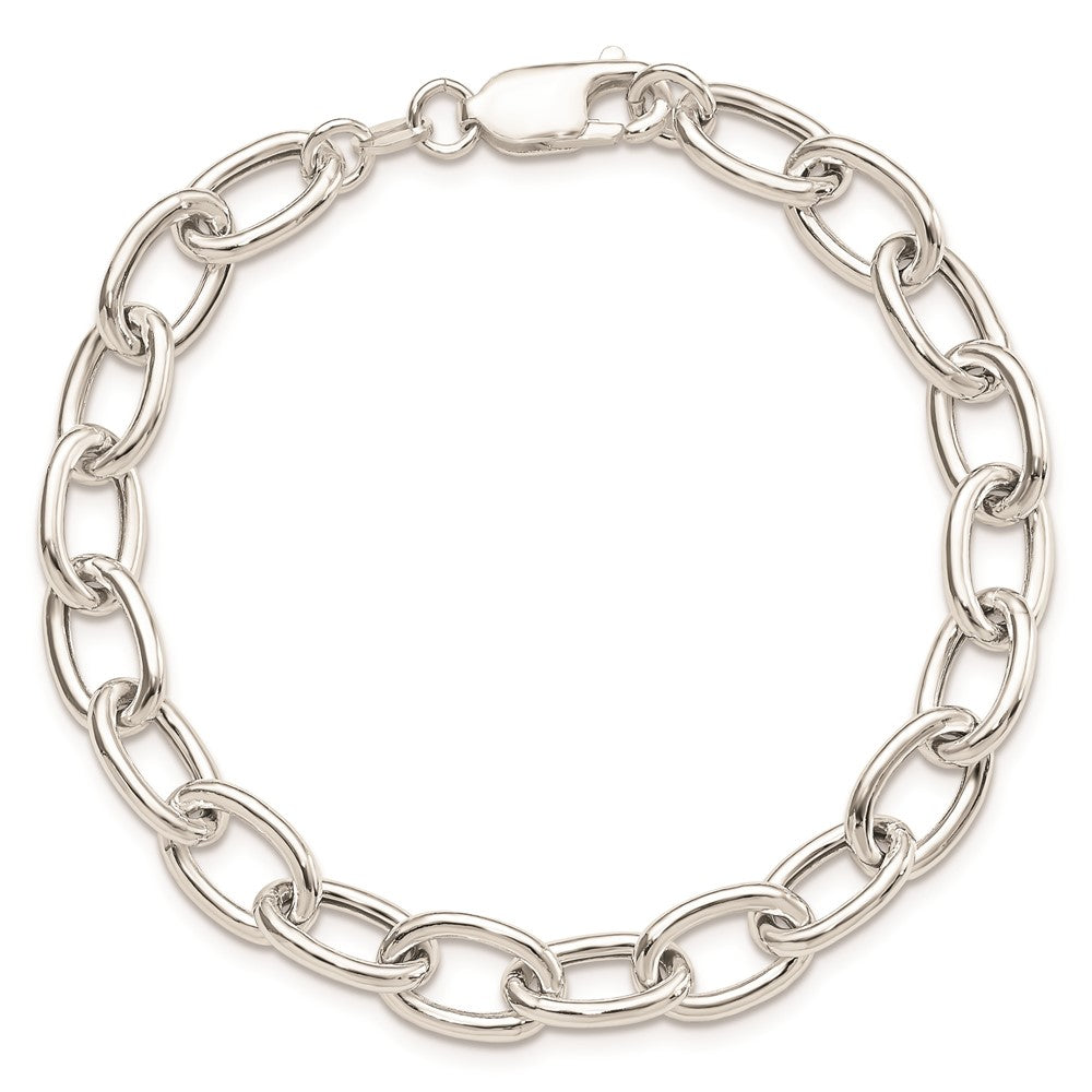 Sterling Silver Open Link Cable 8.50mm Bracelet 7.5 inches