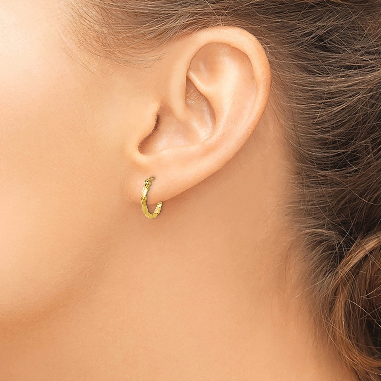 14K Yellow Gold Twist Hoop Earring