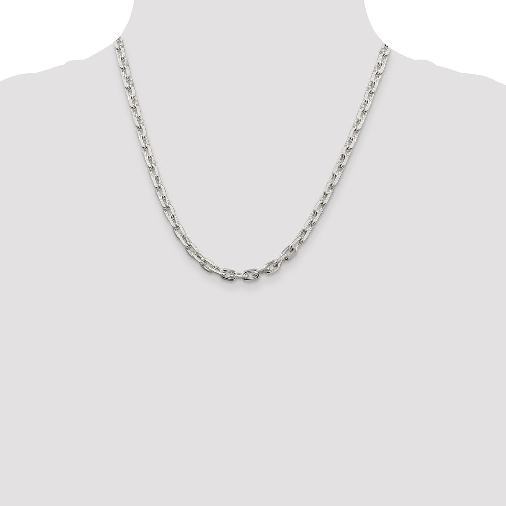 Sterling Silver 5.4mm Beveled Oval Cable Chain 20 Inches