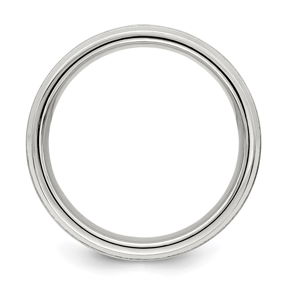 Sterling Silver 6mm Brushed Flat Grooved Fancy Band Size 12.5