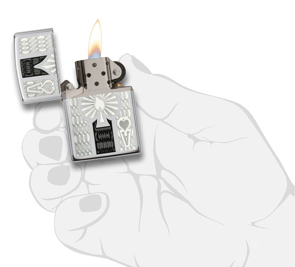 Zippo High Polish Chrome Spade Pocket Lighter