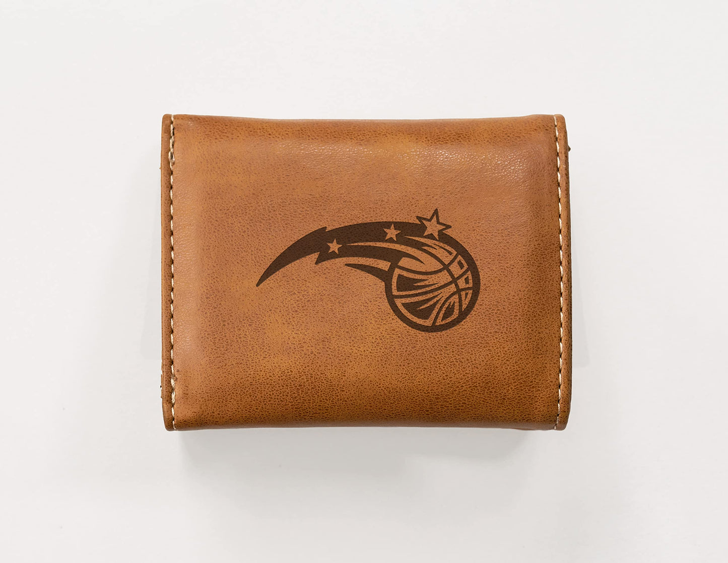 Basketball Rico Industries Orlando Magic Brown Laser Engraved Trifold Laser Engraved Tri-Fold Wallet - Men's Accessory