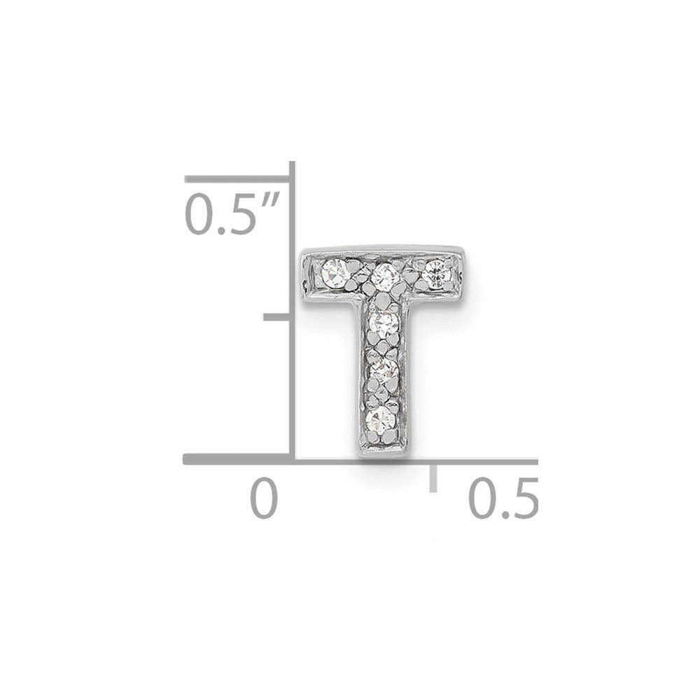 Sterling Silver CZ Initial T Slide
