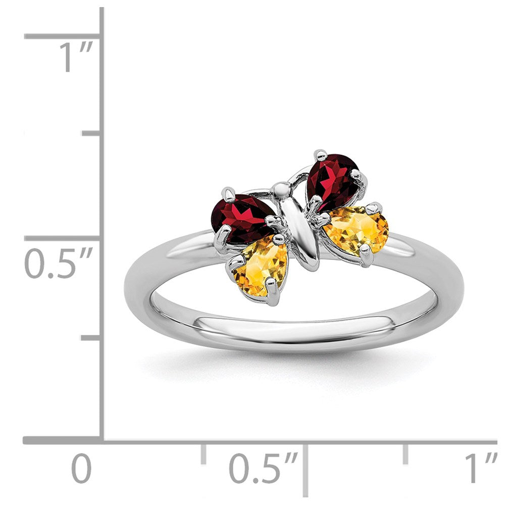 Sterling Silver Stackable Expressions Polished CI & GA Butterfly Ring Size -9