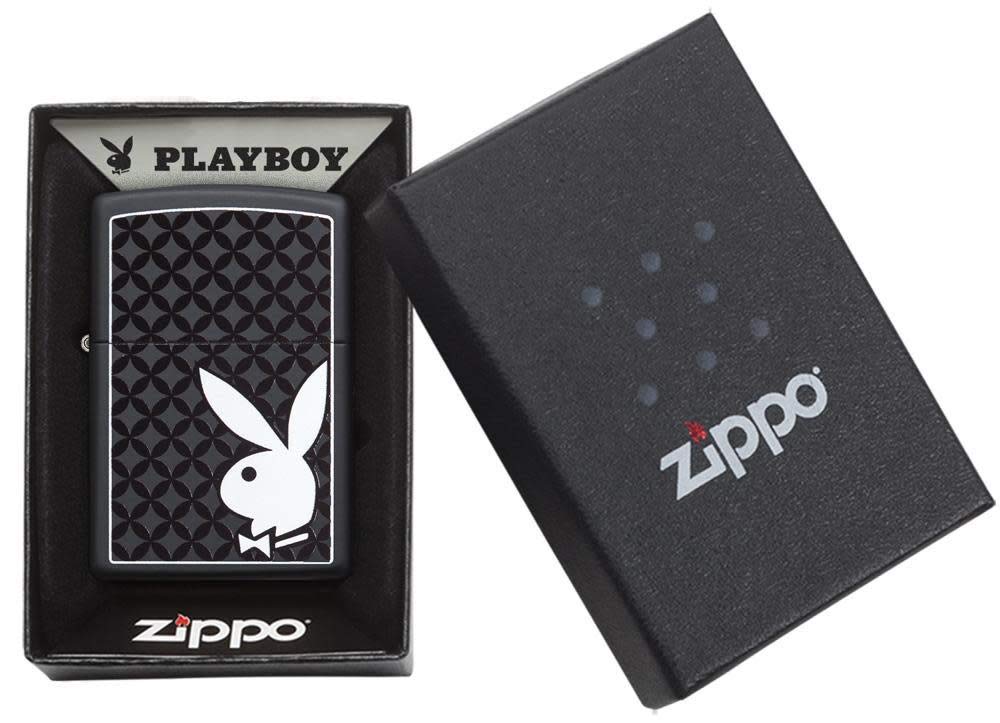 Zippo Playboy Black & White Rabbit Black Matte Pocket Lighter