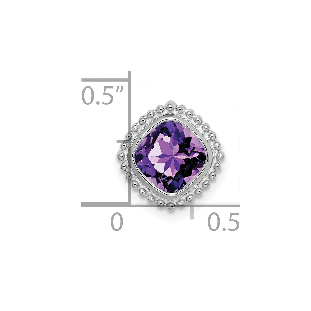 14k White Gold Cushion Amethyst Chain Slide