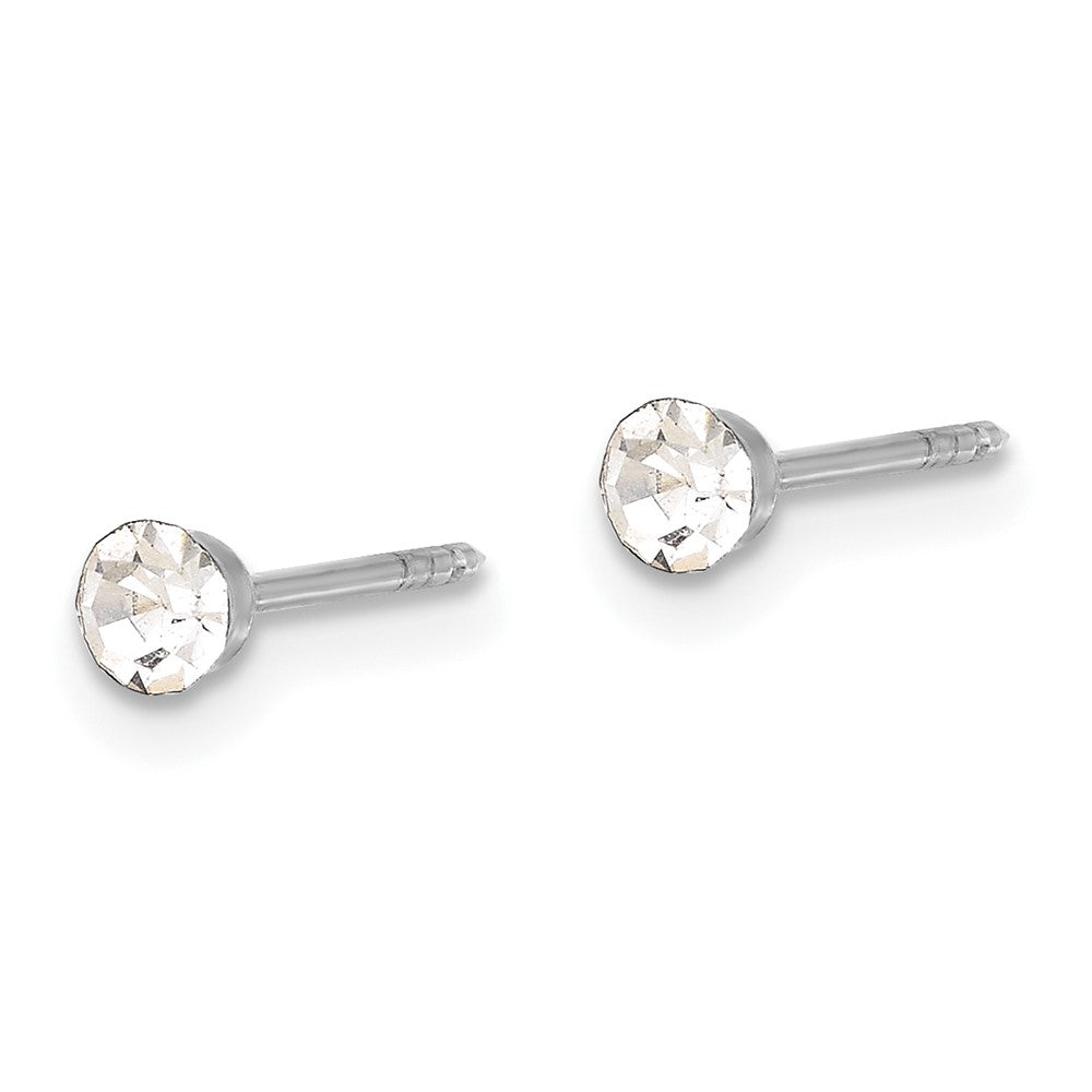 Inverness 14K White Gold 3.3mm Crystal Post Piercing Earrings