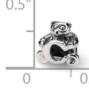 925 Sterling Silver Artisan Oxidized Reflections Letter Name Personalized Monogram Initial C Bead Charm 7.27x7.27mm Wide