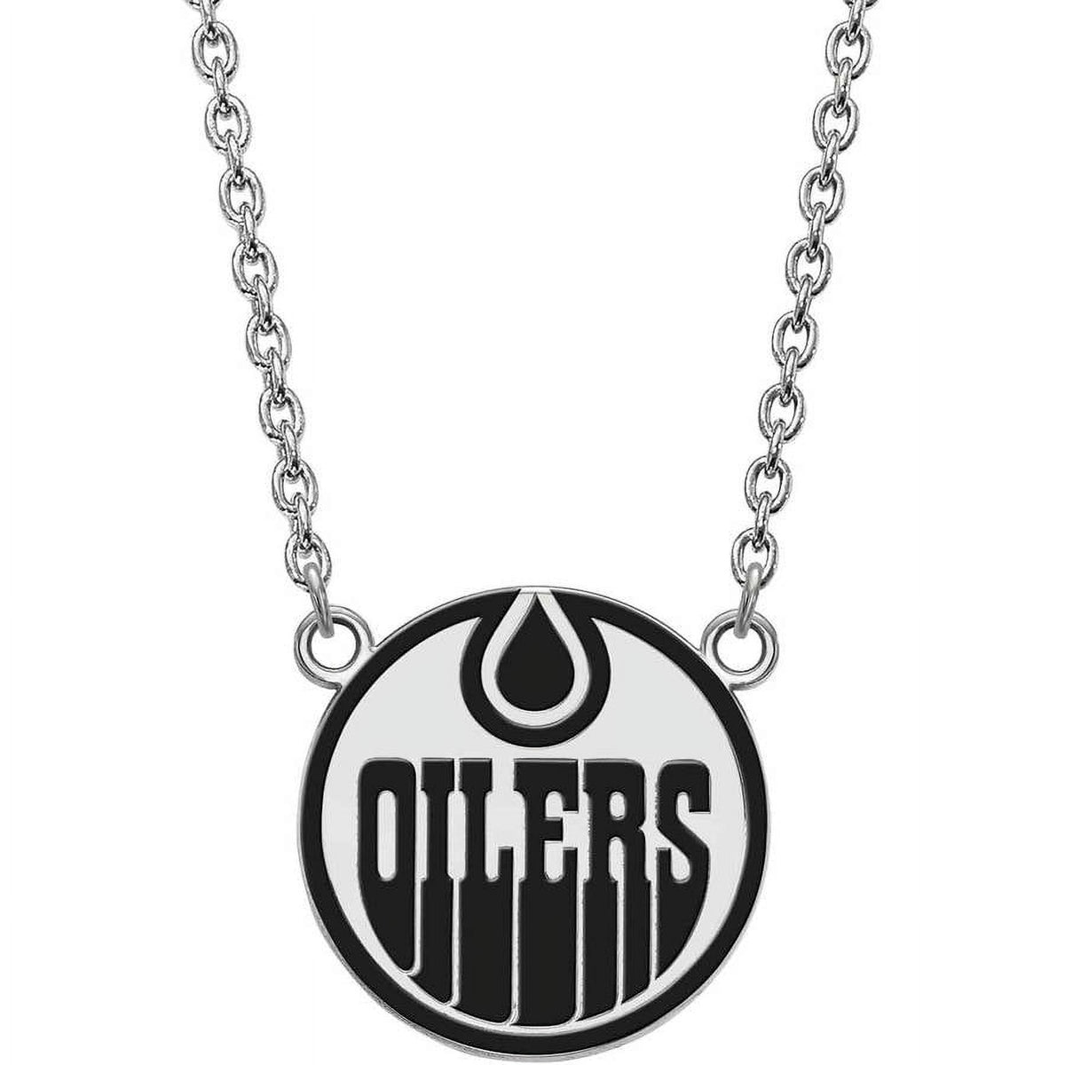 NHL Edmonton Oilers Sterling Silver Large Enameled Pendant with Necklace