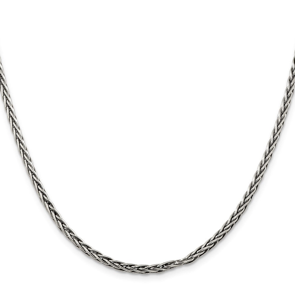 Sterling Silver Antiqued 3.25mm Solid Square Spiga Chain 24 Inches