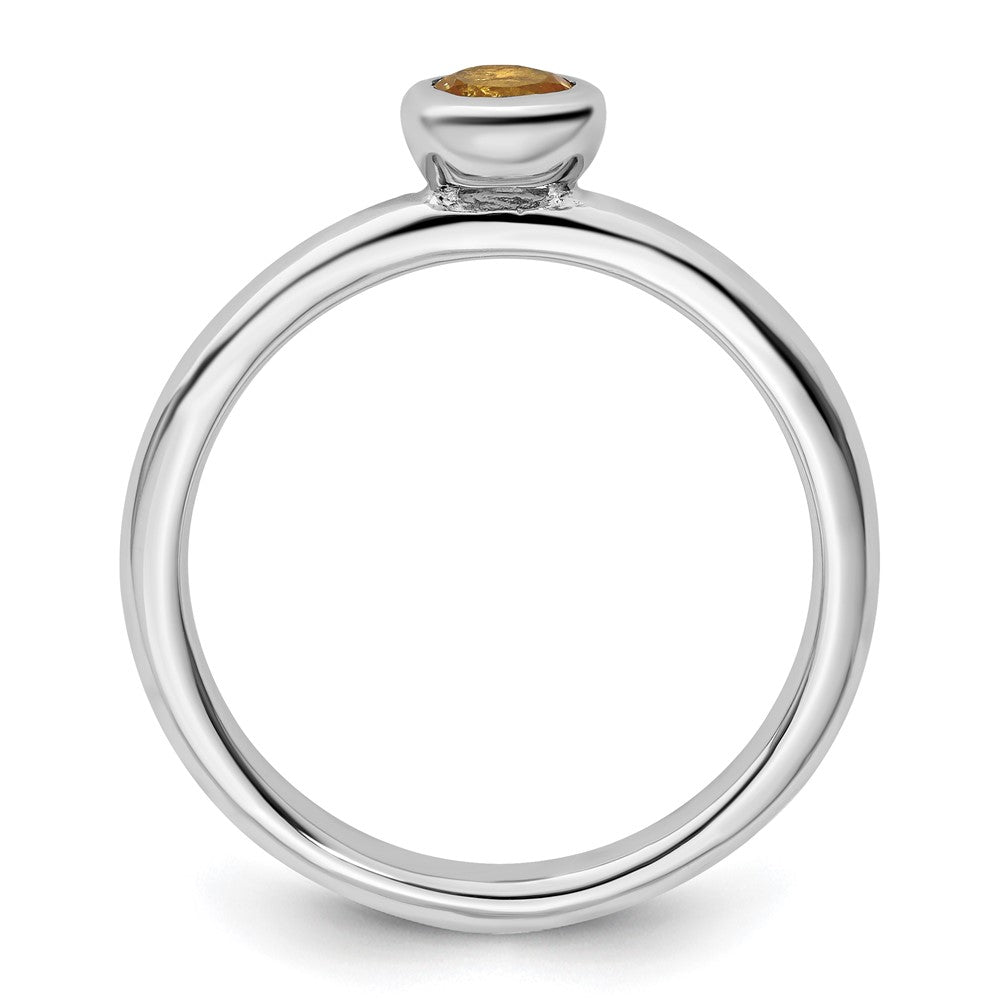 Sterling Silver Stackable Expressions Low 4mm Round Citrine Ring Size -6
