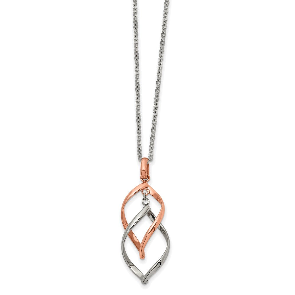 Stainless Steel Polished Rose IP-plated 16in w/2in ext Necklace