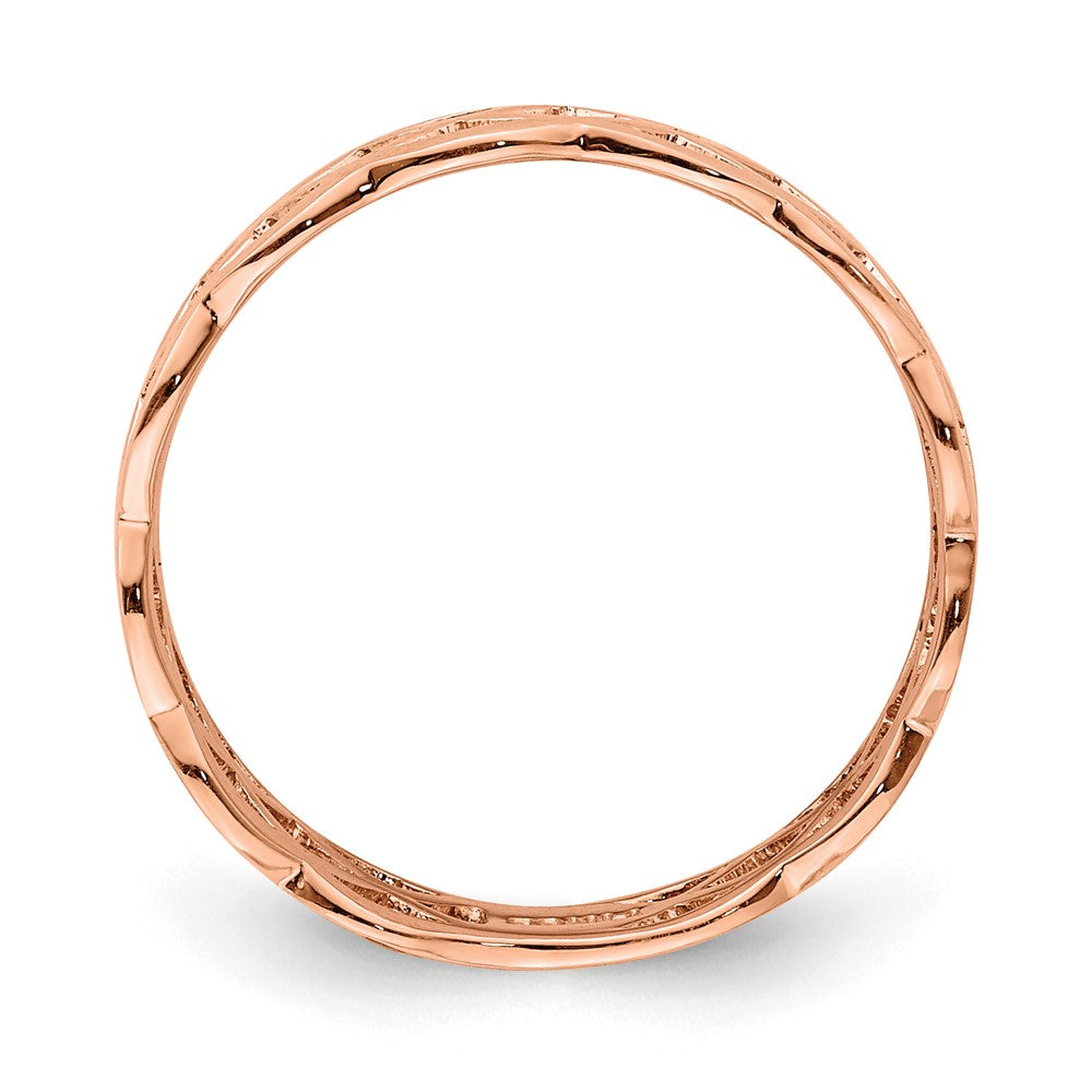 14K Rose Polished Weave Ring Size 7