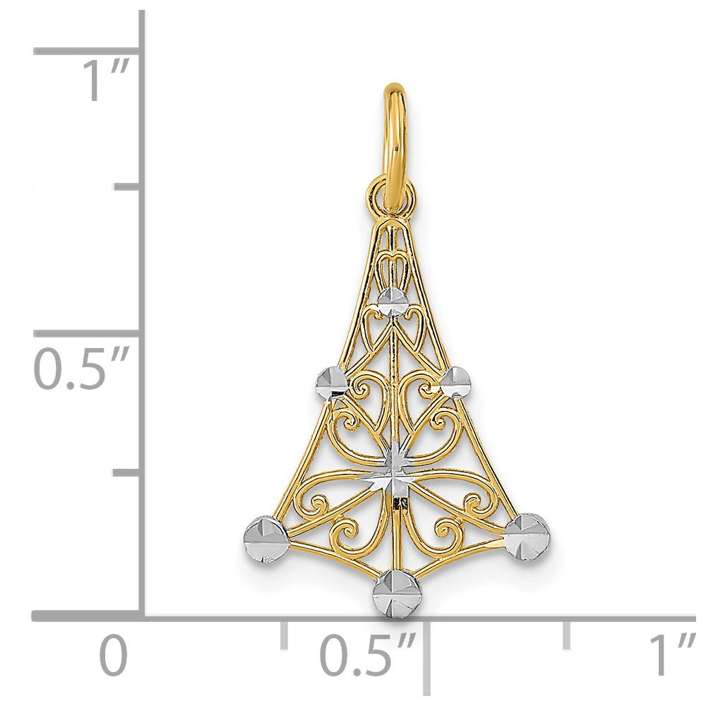 14K w/Rhodium D/C Chandellier Charm