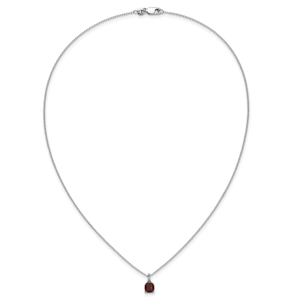SS Garnet Diamond Pendant w/Chain 6mm Garnet