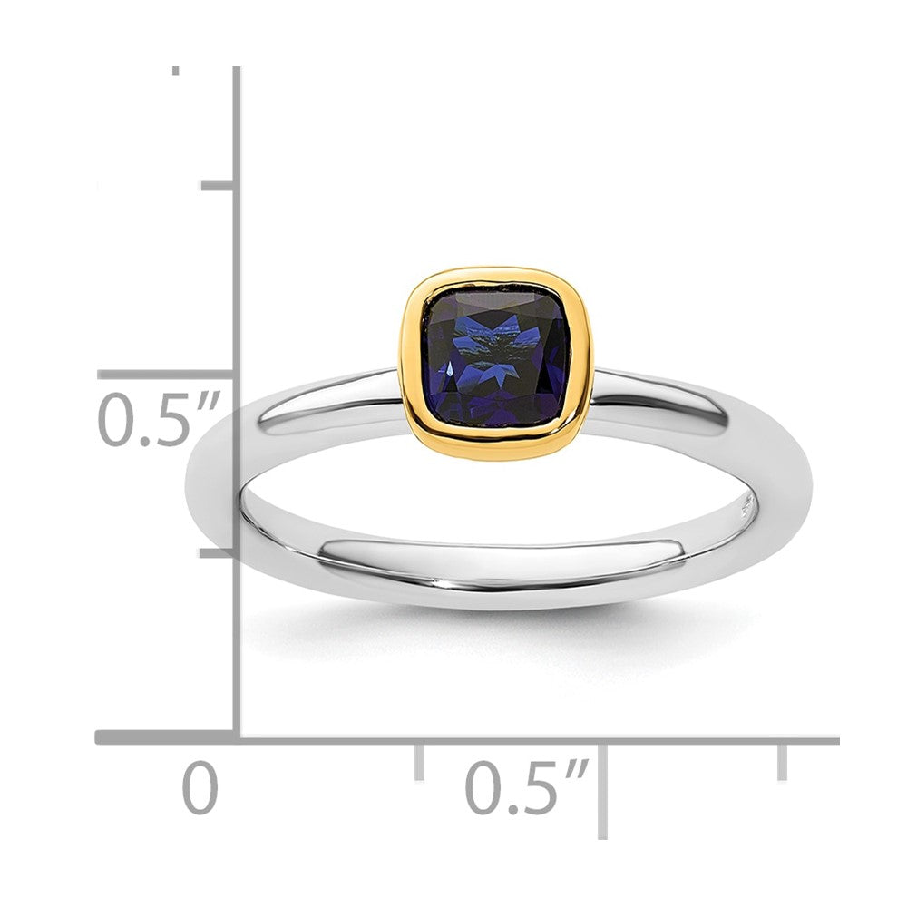 Sterling Silver Stackable Expressions w/Gold-plate Cr. Sapphire Ring Size -10