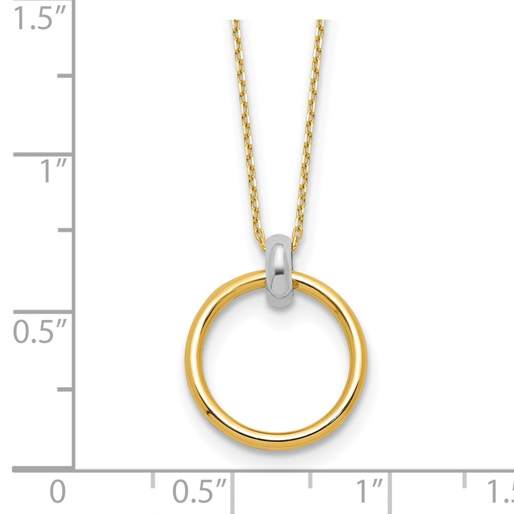 14K Two-tone Polished Circle Necklace